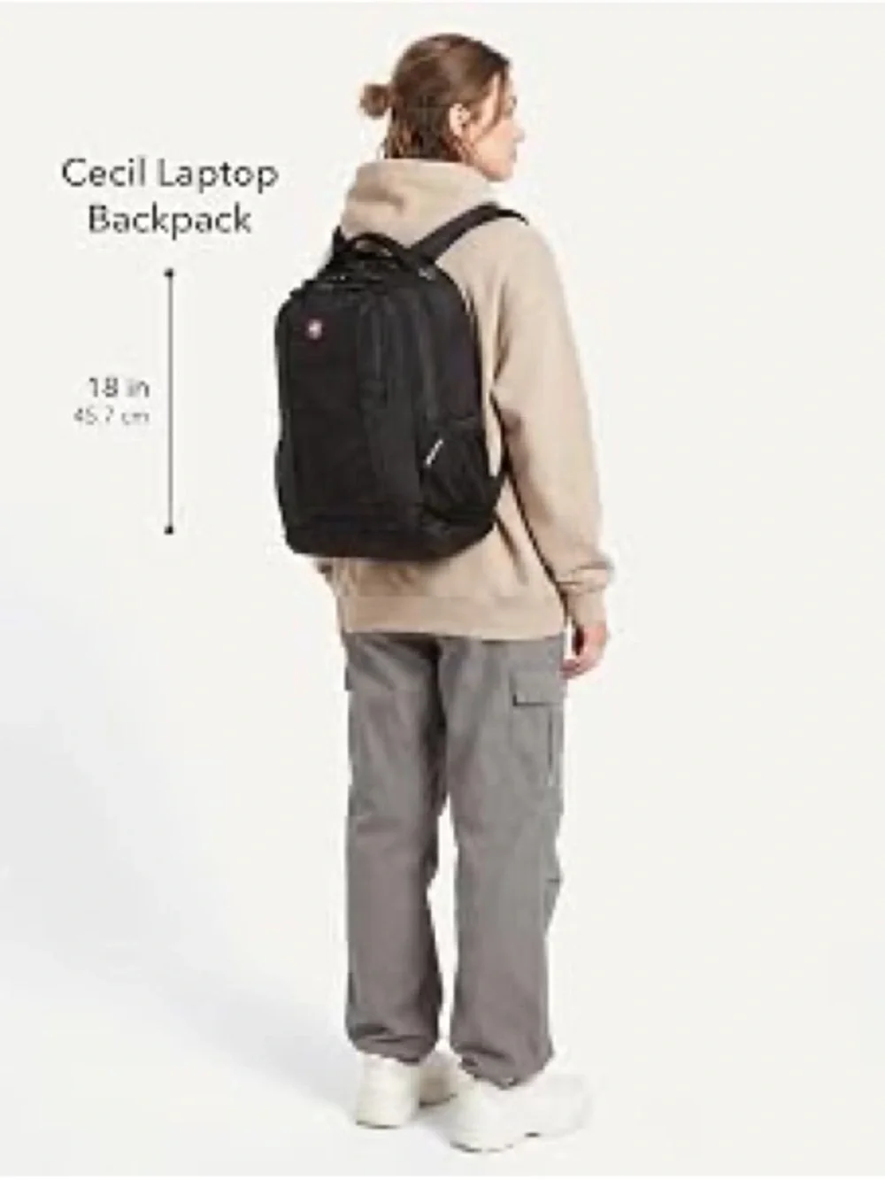 SWISSGEAR Cecil Laptop Backpack 27.3L, Fits 16-Inch Laptops, Black